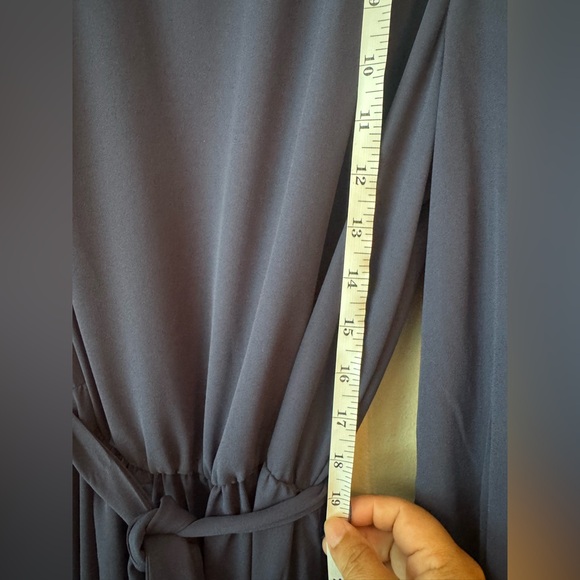 SHEIN Navy Blue Sheath Dress with Bishop Sleeves and Tie Front - Picture 6 of 6